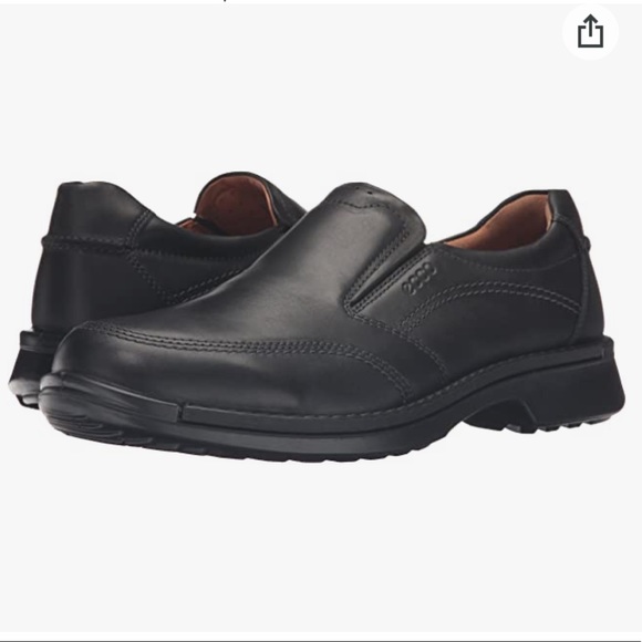 ECCO Fusion II Slip On Black Leather Loafers 11